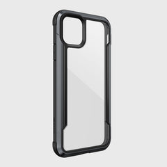 The Raptic iPhone 11 Pro Max Case - SHIELD is a black case with a clear back, offering drop protection for the dual rear cameras.