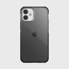The back view of an iPhone 12 Pro Max Case - CLEAR Raptic case in black, offering drop protection.