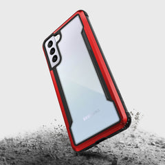 A red X-Doria Samsung Galaxy S21 Case Raptic Shield Red with drop protection.