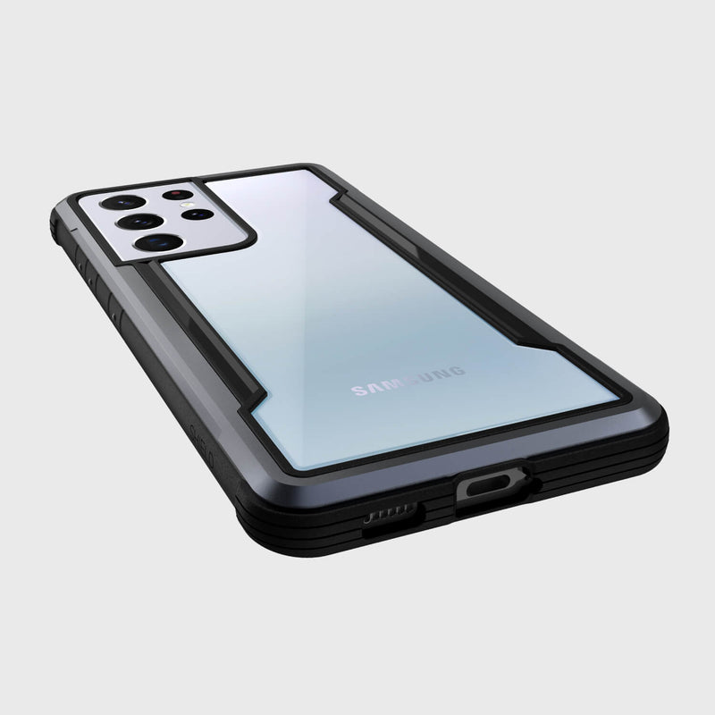 The Samsung Galaxy S21 Ultra Case Raptic Shield Black by X-Doria is designed for the Samsung Galaxy S20, providing drop protection for your device.