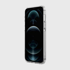 The back of a Raptic iPhone 12 & iPhone 12 Pro Case - CLEAR design providing 2-metre drop protection, against a white background.