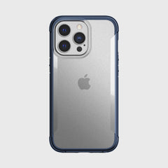 The back view of an eco-friendly iPhone 13 Pro Case - TERRAIN in blue by Raptic.