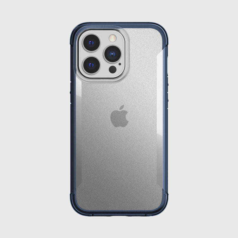 The back view of an eco-friendly iPhone 13 Pro Case - TERRAIN in blue by Raptic.