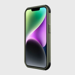 The olive green iPhone 14 Case - Fort Built for MagSafe by Raptic offers military-grade drop protection and is also MagSafe-compatible.