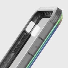 The Raptic iPhone XR Case - SHIELD features a textured interior, transparent back, multicolored edges, and precise cutouts for buttons and camera. Designed with military-grade drop protection, it provides excellent shock absorption to safeguard your device from daily mishaps.