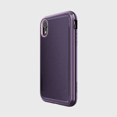 An iPhone XR case in purple, the Raptic ULTRA, providing device protection, displayed on a white background.