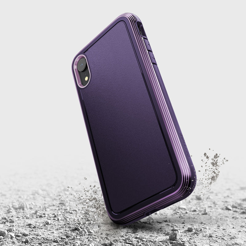 The back of a purple Raptic iPhone XR Case - ULTRA, offering device protection and featuring the Raptic Ultra design.