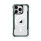 The Raptic iPhone 16 Series Case - Shield is a clear iPhone case with a black border and green accents, featuring the Apple logo and a camera cutout design. It supports wireless charging and provides 3-metre drop protection.