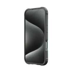 A durable black iPhone 16 Series Shield case from Raptic, featuring a textured finish, offering 3-metre drop protection and meeting MIL-STD-810G Standards, covering an iPhone set against a white background.