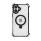 The iPhone 16 Shield Impact Case - Dual Impact from Raptic offers MagSafe compatibility, featuring a reinforced black frame and drop protection. It also has a visible MagSafe ring on the back, surrounding the iconic Apple logo.