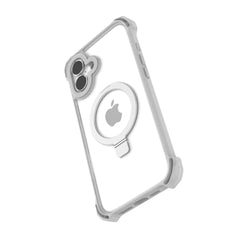 The Raptic iPhone 16 Shield Impact Case - Dual Impact offers transparent protection with reinforced corners and a built-in ring holder, designed to showcase the Apple logo while ensuring optimal drop resistance. It's also MagSafe compatible.