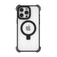 A black Raptic iPhone 16 Shield Impact Case - Dual Impact with a MagSafe ring and Apple logo on the back, featuring drop protection and designed for an iPhone with a triple-camera setup.