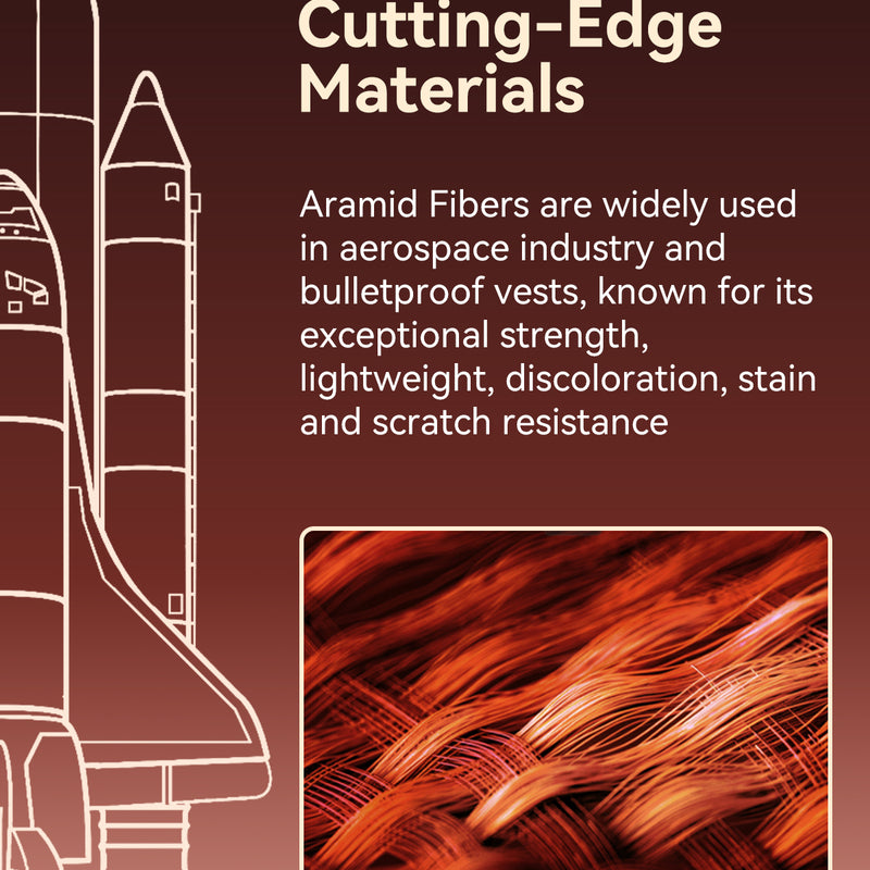 Image of a rocket and aramid fibers, with text showing Raptic's iPhone 17 Aramid Fibre Case—strong, lightweight, military-grade protection that's stain, discoloration, and scratch resistant from the Raptic Skin-Origin lineup.