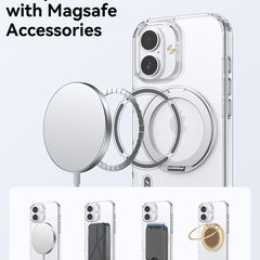 The Raptic iPhone 17 Magnetic KickStand Case - Air Stand is compatible with MagSafe accessories including chargers, wallets, card holders, ring holders, and features a built-in kickstand.