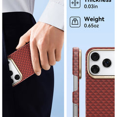 A hand slips an iPhone 17 with the Raptic Skin-Origin aramid fibre case—just 0.03