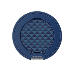 A round blue MagSafe-compatible magnetic ring by Raptic, featuring a geometric pattern on the lid and 