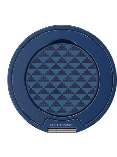 A round blue MagSafe-compatible magnetic ring by Raptic, featuring a geometric pattern on the lid and 