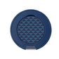A round blue MagSafe-compatible magnetic ring by Raptic, featuring a geometric pattern on the lid and 