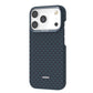A blue and black checkered Raptic Skin-Origin Aramid Fibre Case for iPhone 17, featuring ultra-light military-grade protection and 