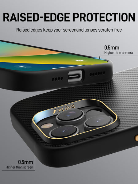 Introducing the Raptic Aramid Case, designed for iPhone 16 Pro & 16 Pro Max. This innovative phone case features raised-edge protection around cameras and screens, a textured design for durability, and military-grade Aramid fiber that prevents fingerprints for a pristine appearance.