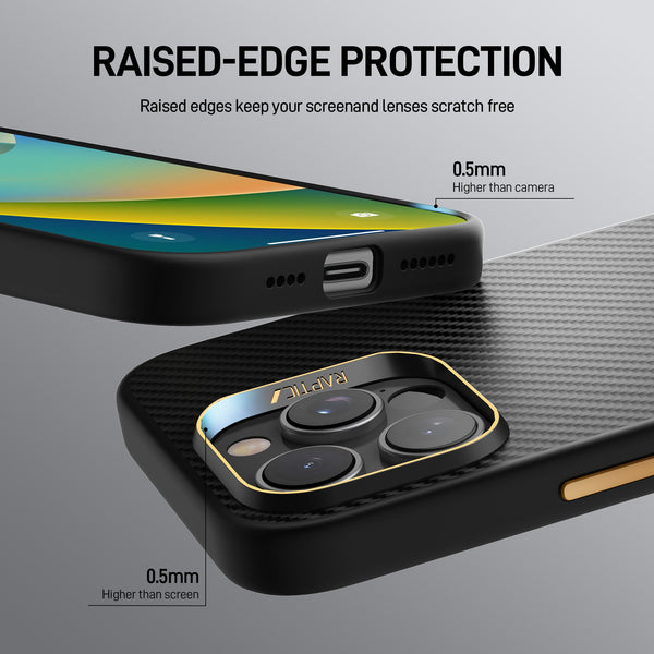 Introducing the Raptic Aramid Case, designed for iPhone 16 Pro & 16 Pro Max. This innovative phone case features raised-edge protection around cameras and screens, a textured design for durability, and military-grade Aramid fiber that prevents fingerprints for a pristine appearance.