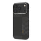 Sure! Here’s the rewritten sentence using your product data: The Raptic Geotik Aramid Geotik case for iPhone 18 Pro/18 Pro Max features a carbon fiber pattern, is MagSafe-compatible, offers dependable military-grade protection with “Designed by Raptic” printed on the back, and perfectly fits your black smartphone with its triple rear camera setup.