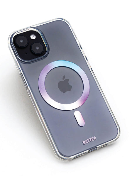 A sleek iPhone 15 MagFx MagSafe Case - Bryten by Raptic with a built-in ring for added convenience and style.
