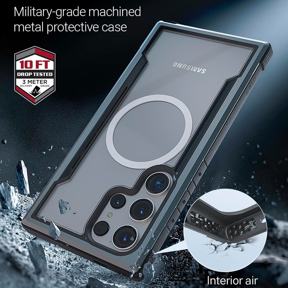 The Raptic Samsung Galaxy S24 Ultra MagSafe Case - SHIELD offers military-grade drop protection with a raised bezel design.