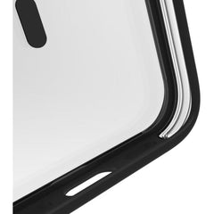 Close-up of a iPhone 15 Pro Max Case - Air+ corner showing the screen, curved edge, and side button details with military spec drop protection by Raptic.