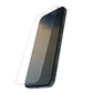 A phone with a glass screen featuring high-quality Raptic glass and anti-fingerprint coating.