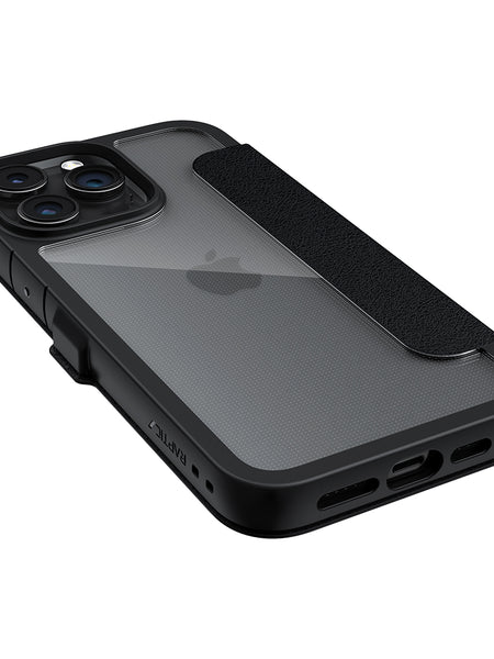 The Raptic iPhone 15 Wallet Case - Urban Folio is shown in black and offers drop defense.