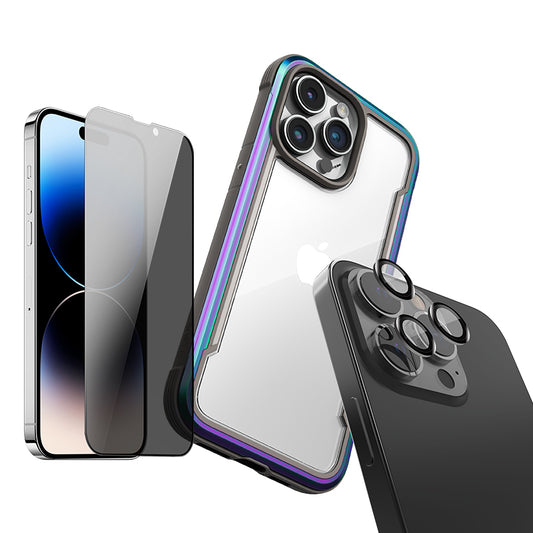 The iPhone 15 Shield Complete Protection Bundle Privacy case by Raptic is a high-performance phone case with a camera.