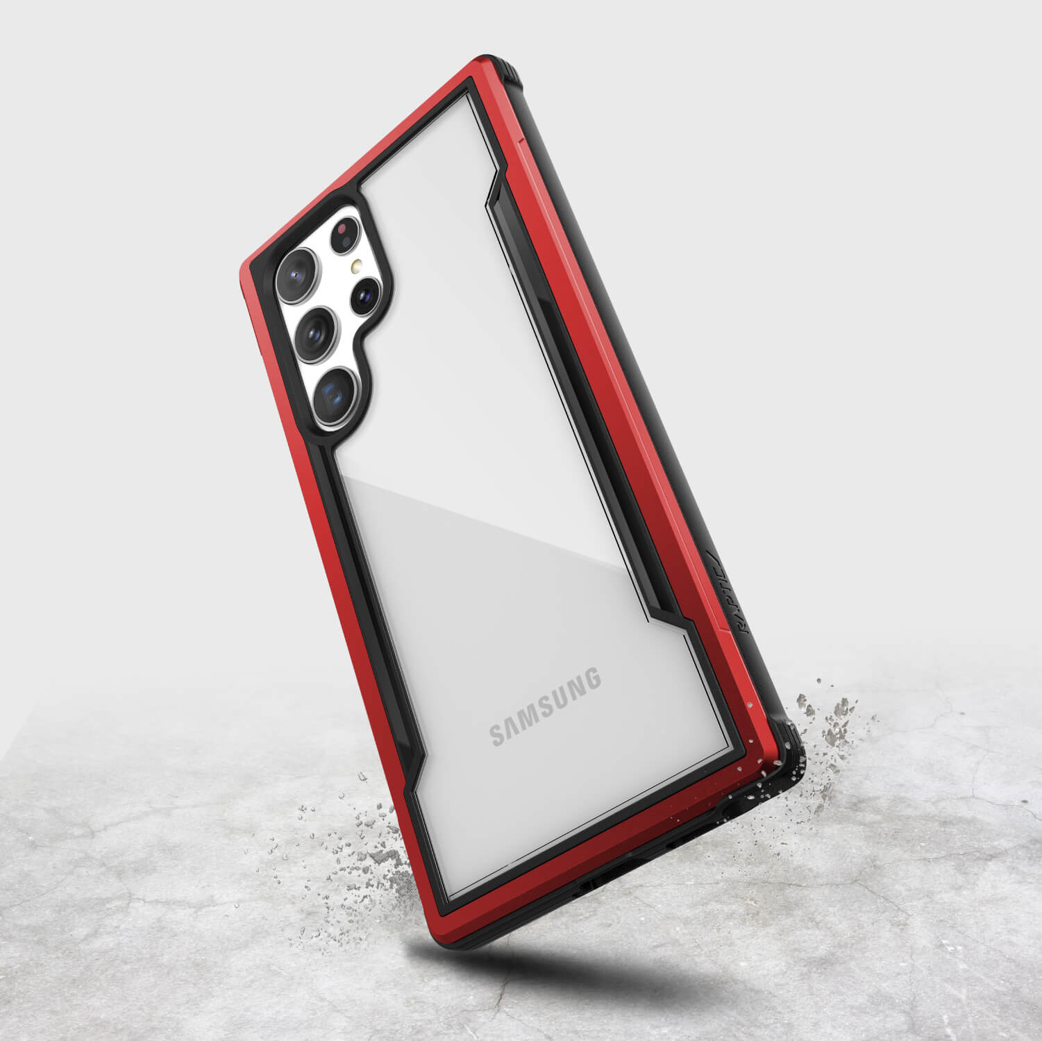 Raptic Samsung Galaxy S22 Ultra Case - SHIELD in red and white.