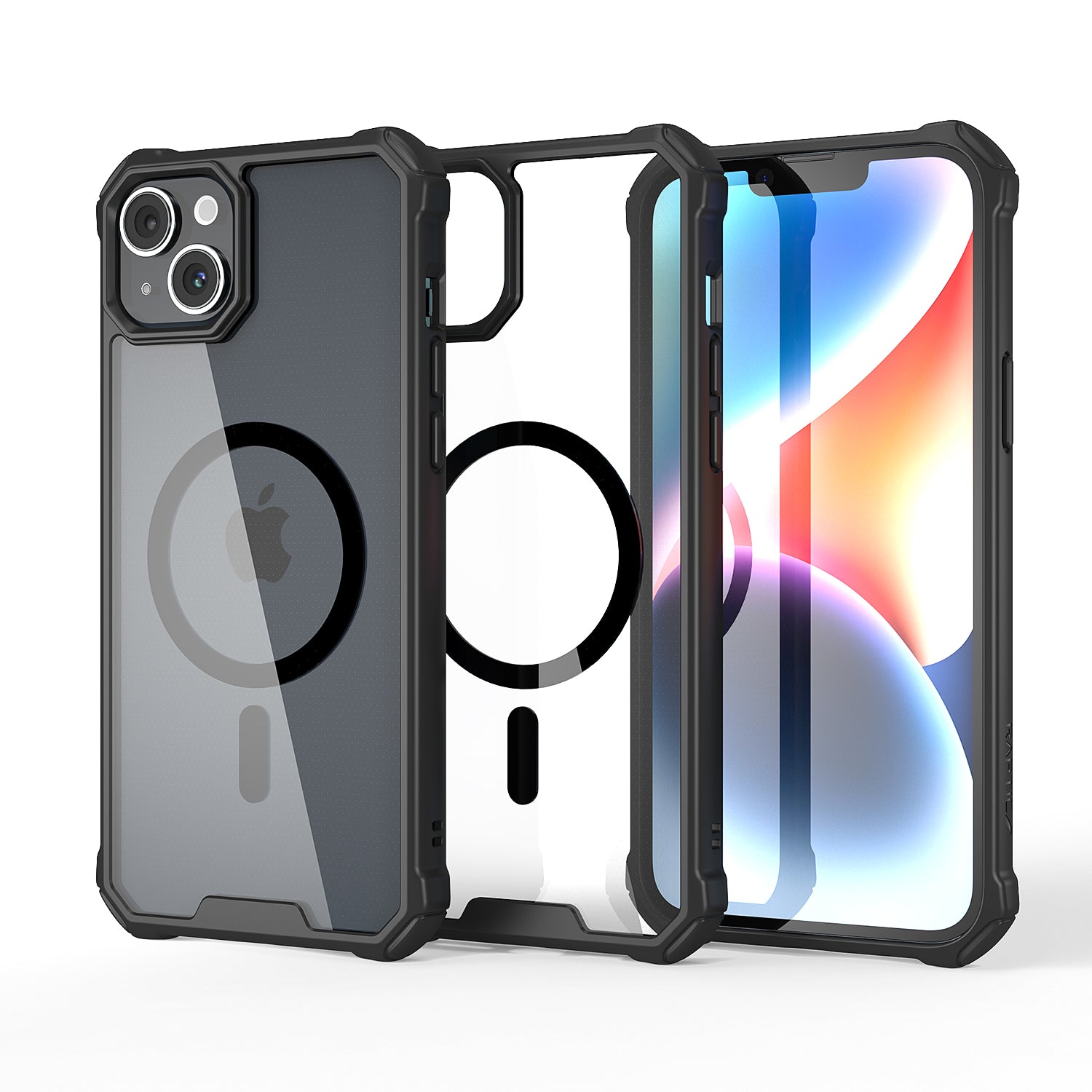The lightweight Clear Tough MagSafe Case iPhone 15 - Raptic Air 2.0 features device protection with a polycarbonate construction.