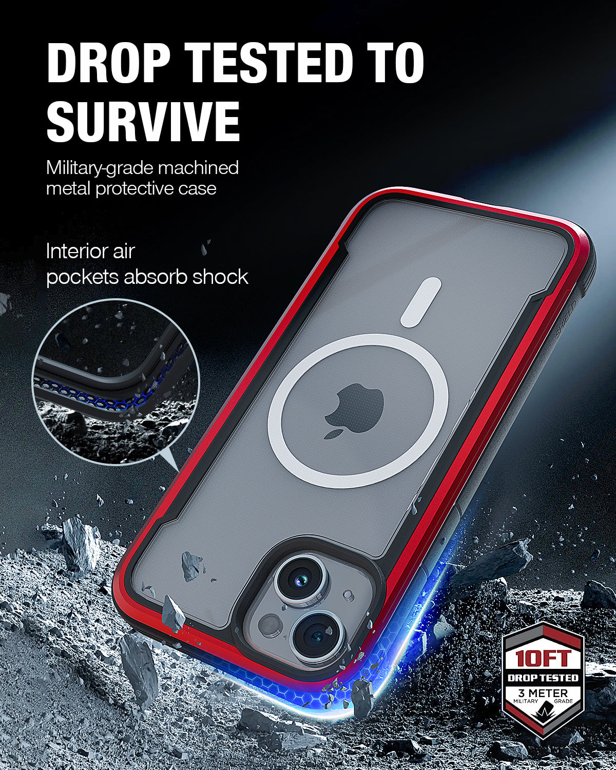 The toughest Raptic iPhone 15 MagSafe Shield Case Bundle Privacy Glass designed for the drop tested to survive iPhone 11.