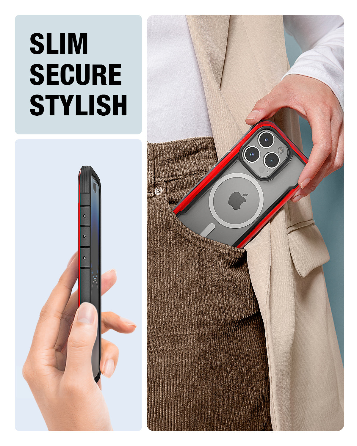 Slim, secure iPhone 15 MagSafe Shield Case - Raptic ProMagnet with recyclable packaging.