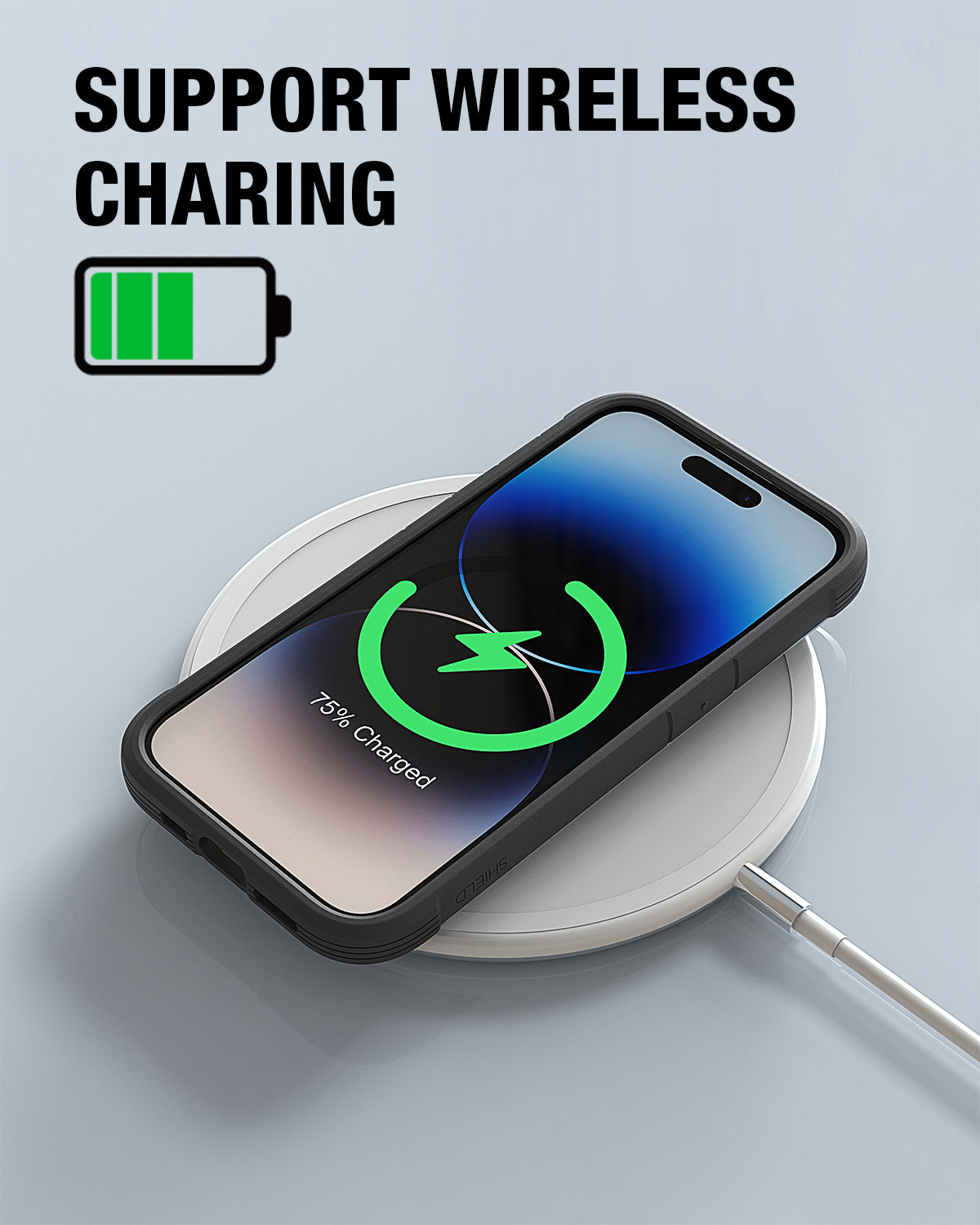 Support wireless charging Raptic iPhone 15 Shield Complete Protection Bundle Clear case with drop protection.