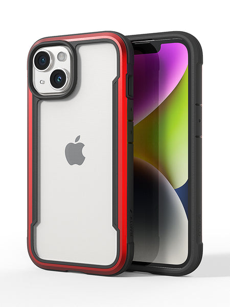 An iPhone 15 Shield Case with drop protection, made by Raptic.