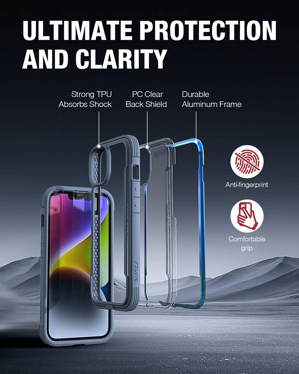 The ultimate protection and clarity case for the iPhone 11, offering tough Raptic Shield case and wireless charging compatibility.