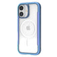 The iPhone 17 Shield Case by Raptic is a clear and blue MagSafe-compatible case with military-grade shockproof protection, showing off the Apple logo and dual rear cameras.