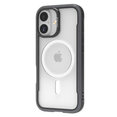The Raptic iPhone 17 Shield Case features black edges, a clear design highlighting dual rear cameras, side buttons, and a white MagSafe ring—combining style with smart protection for your iPhone 17.