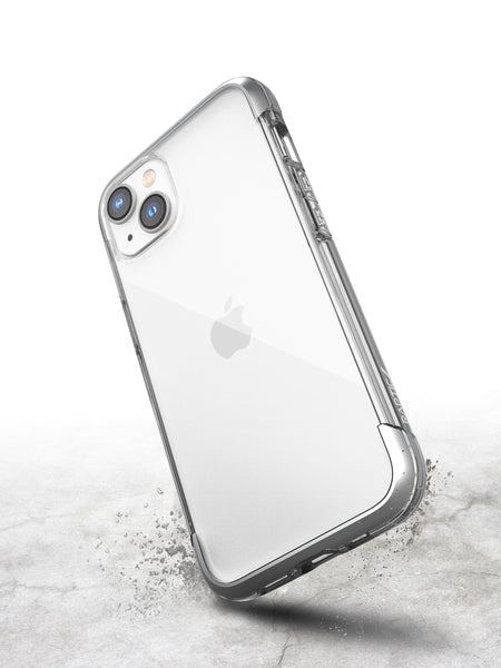 The back of an iPhone 14 Air Case - Raptic Air with a lightweight form and a clear case.
