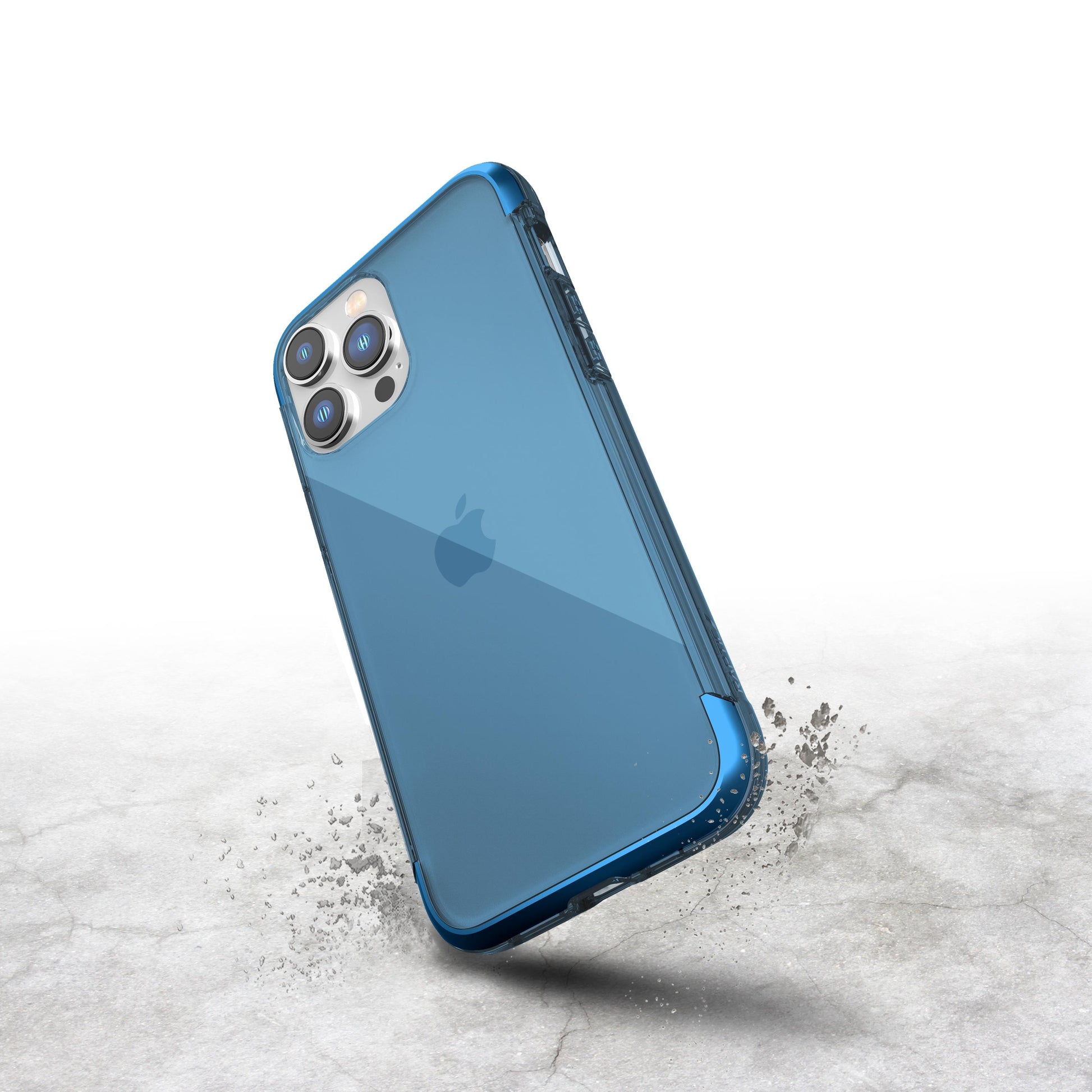 A protective iPhone 14 Pro Air Case - Raptic Air with aluminium alloy strength for iPhone 11 Pro on a concrete surface.