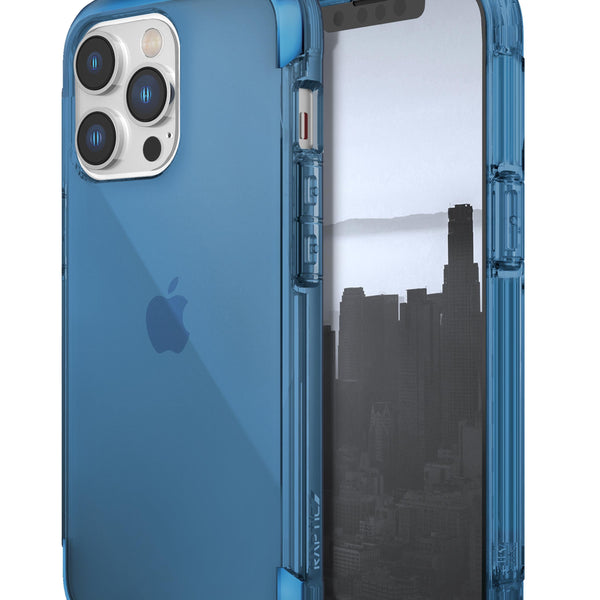 The lightweight iPhone 14 Pro Air Case - Raptic Air is shown in blue.