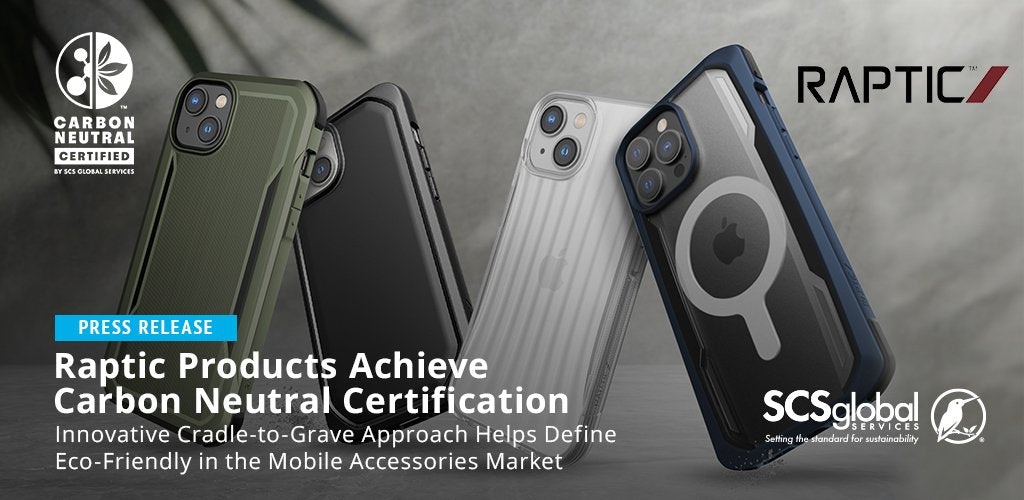 Raptic's iPhone 14 Air Case - Raptic Air attains carbon neutral certification, emphasizing strength and metal components.