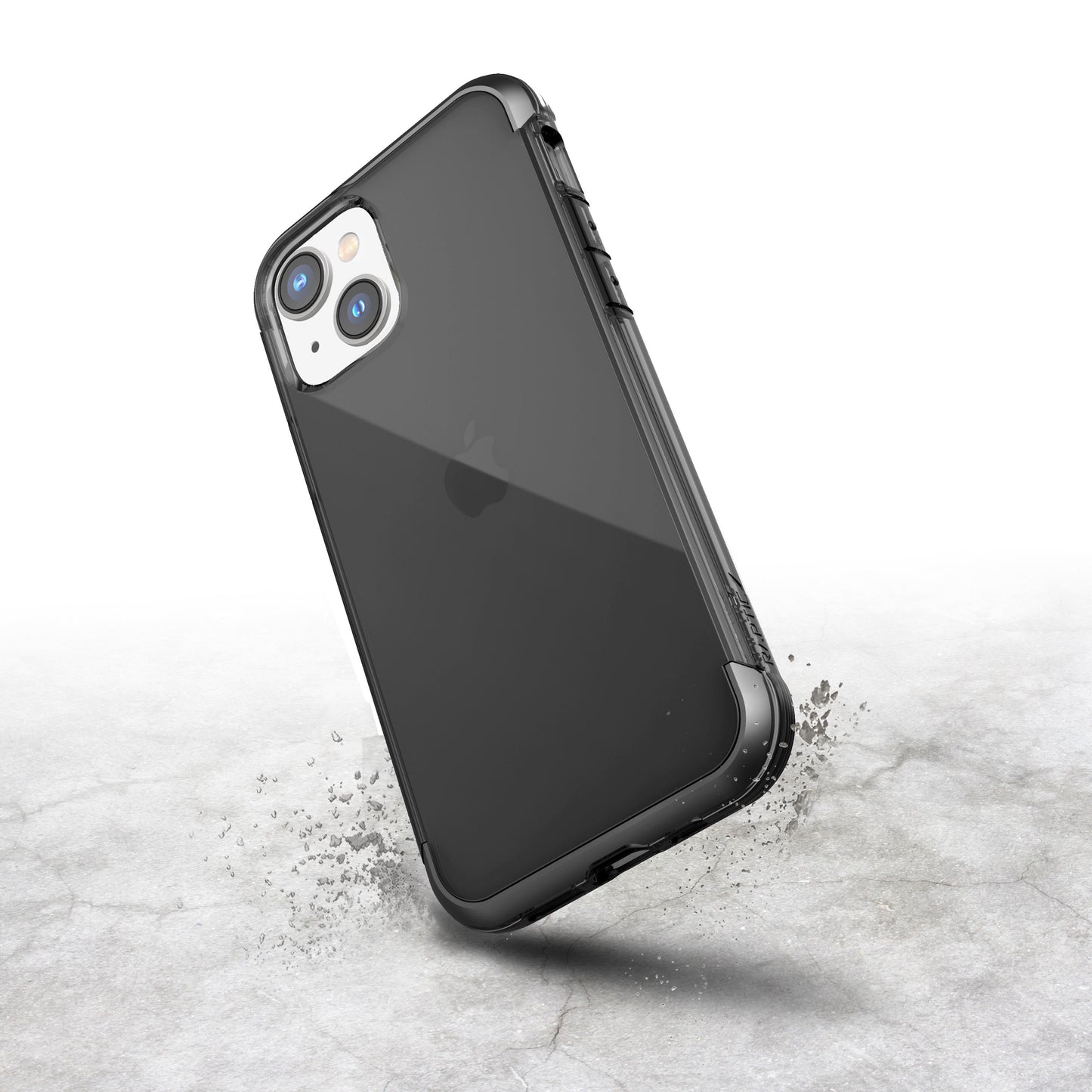 A black Raptic iPhone 14 Pro Max Air Case with a splash of water on it.