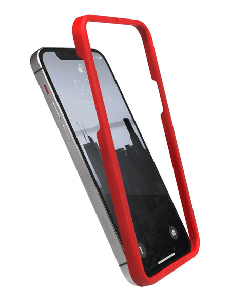 A red Raptic iPhone 14 Full Cover Glass case on a white background.