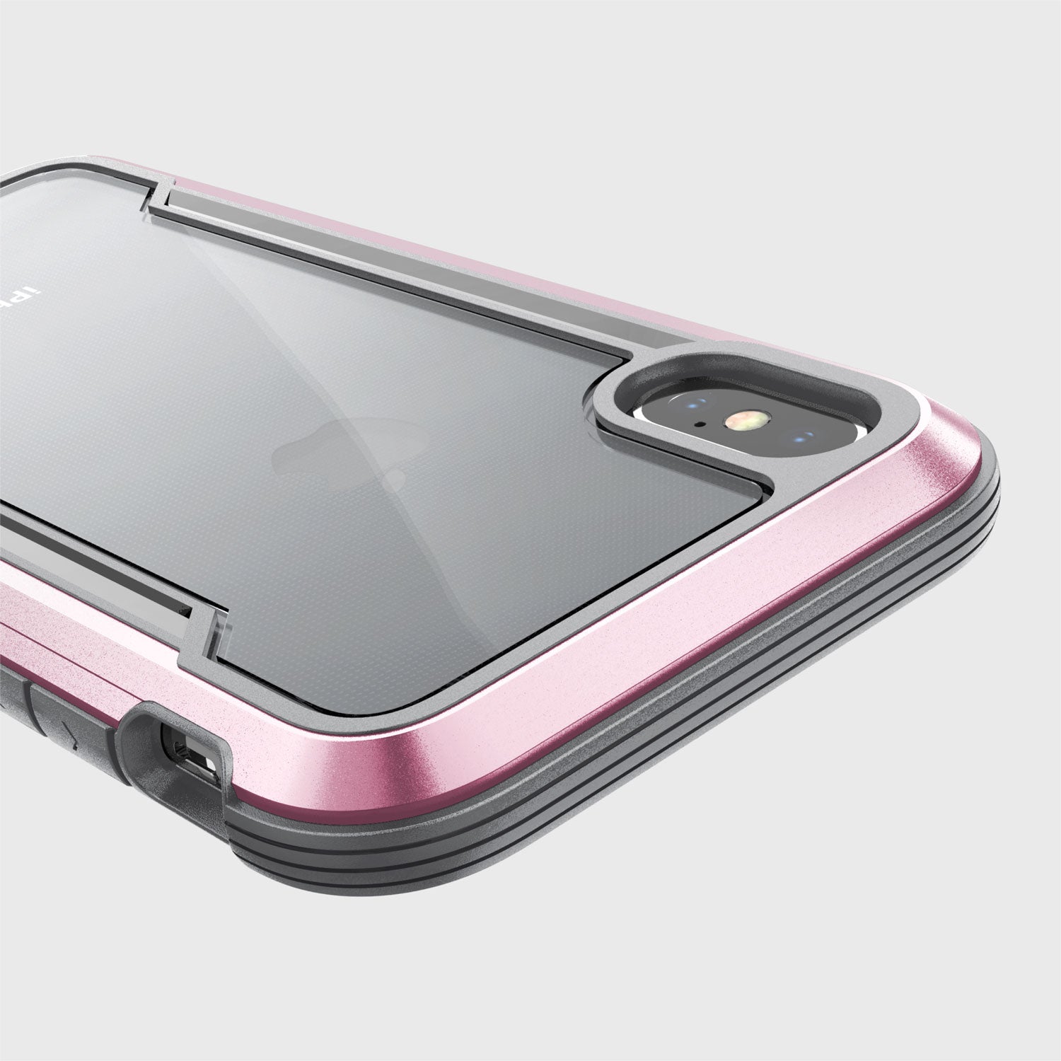 The back view of a pink Raptic Shield case for iPhone XS Max Case - SHIELD, offering drop protection.