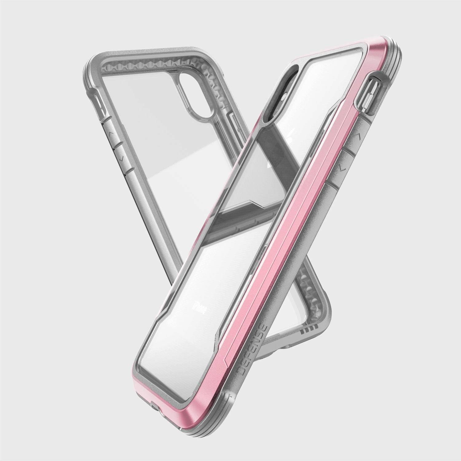 A pink and clear Raptic SHIELD case for the iPhone XR, offering drop protection.