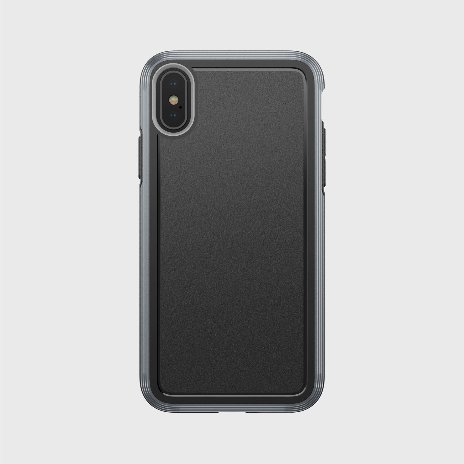 An iPhone Xs Defense Ultra Black case by X-Doria that provides device protection and meets the MIL-STD-810G Standard.